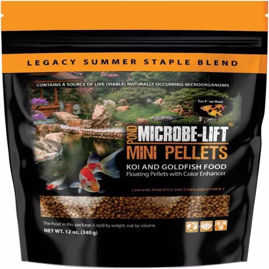 Microbe-Lift MLLMPSM Mini Floating Fish Food Pellets for Ponds, Water Gardens, a