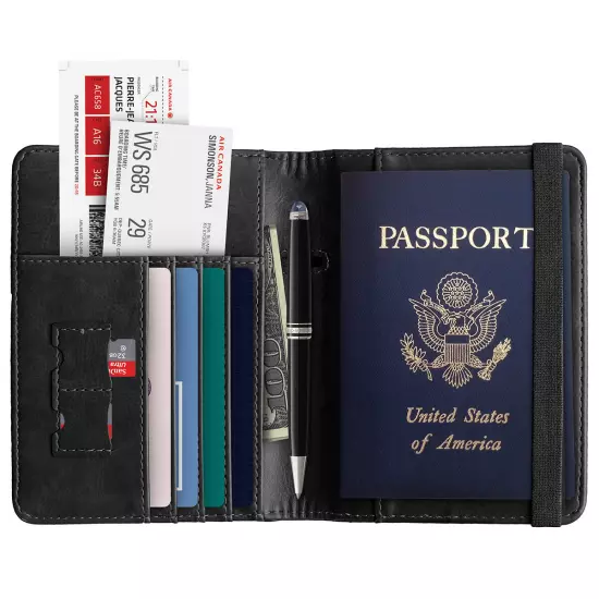 US Passport Wallet RFID Blocking Travel Leather Cards Holder Cover for Women Men