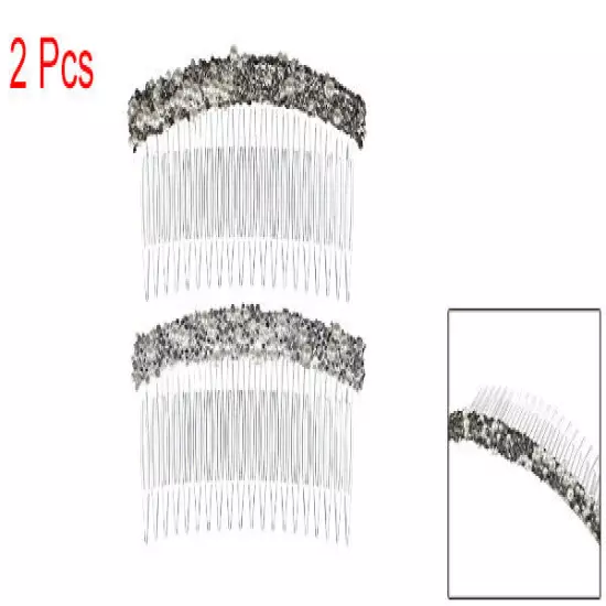 2pcs Rhinestone Side Hair Comb 20 Wide Teeth Faux Pearl Side Combs for Women