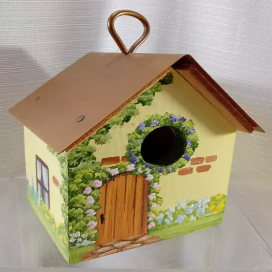 VTG 1999 B. Cummings Hand Painted Bird House Cottage Bird Watcher VTG NOS Rare