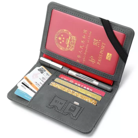 Family Travel Wallet Passport Holder RFID Blocking Document Organizer Bag Case