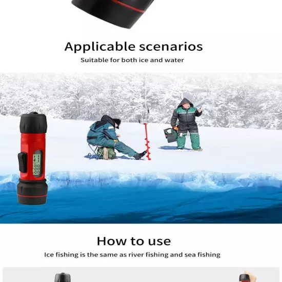 Portable Ice Fishing Detector Wireless Echo Sounder Fishing Finder 0.8-90m Depth