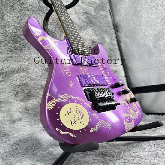 Solid Custom Ouija Purple ST Electric Guitar Black Hardware Maple Neck HH Pickup