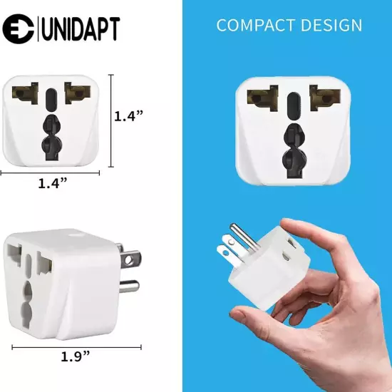 UK to US Travel Adapter, India to US Plug Adapter, Unidapt Adapters for USA, 2-P