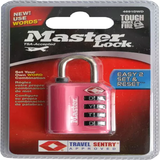 Master Lock 4691DWD TSA Approved Set Your Own Word Combination Lock,1 Pack