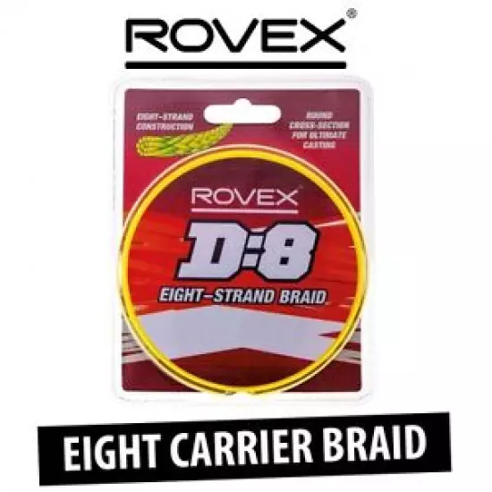 Rovex D8 - 8 Strand Fishing Braid - 300YD Spool - 20lb,30lb,50lb OR 80lb 