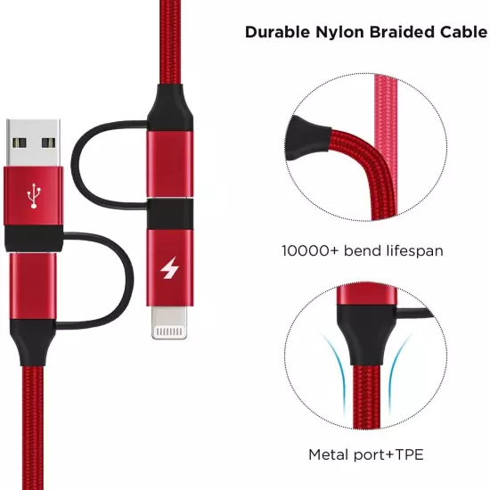 For Samsung Galaxy Z Fold6 - Fast Charger 4-in-1 USB-C Cable Power Cord [Type-C