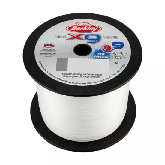 NEW 2018 Berkley X9 2000m Braid Bulk Spool Crystal 100Lb / 45.4kg 0.43mm