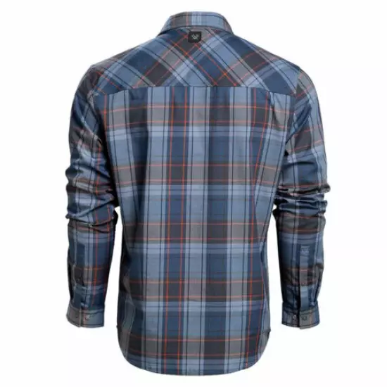 VORTEX Men's Trail Call Tech Flannel Blue Grey Long Sleeve Shirt (221-39-BGR)