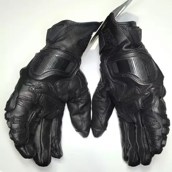 Dainese 4 Stroke 2 Leather Armored Metal Knuckle Motocycle Gloves Blk L NEW Read