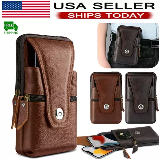 Cell Phone Waist Belt Holster Loop Pack Bag PU Leather Pouch Wallet Case Cover