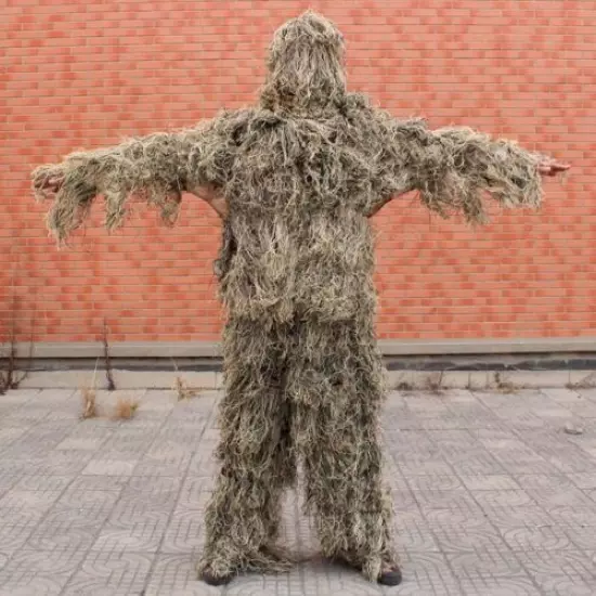 Desert Jungle Camo Ghillie Suit Tactical Camoflage Suit for Hunting Birdwatching