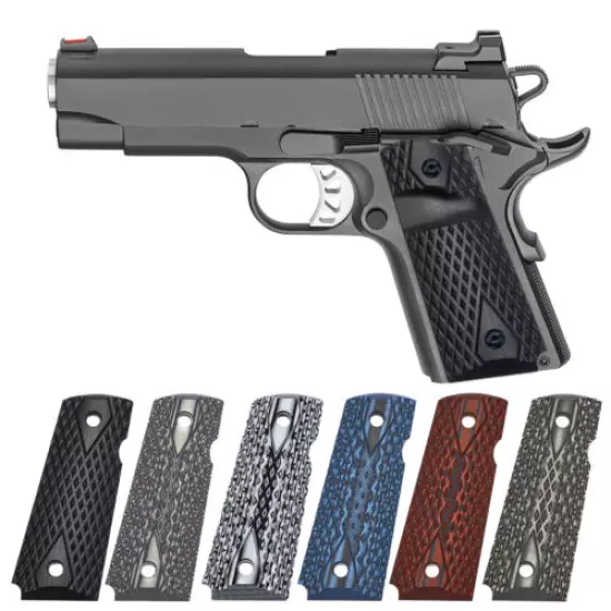 Guuun G10 Grips for 1911 Compact/Officer Big Scoop Diamond Cut Texture - 9 Color