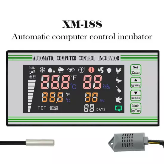 110V Automatic Egg Incubator Controller Thermostat Temperature Humidity Sensor