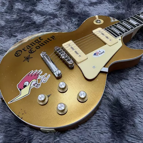 Mike Ness 1976 Deluxe electric guitar Solid Mahogany Aged Gold Relics by hands