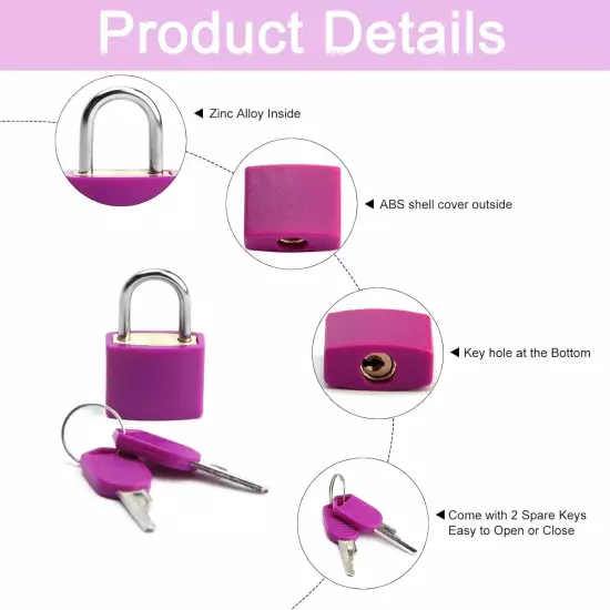 Purple Luggage Locks 6Pcs Suitcase Locks W/ Keys Small Keyed Locker Padlock New