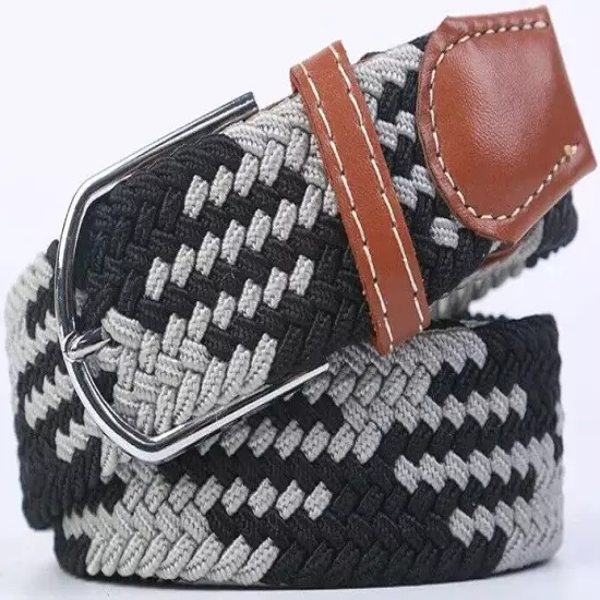 Mens Womens Belt Unisex Braided Elastic Stretch Fabric Enduring Woven Many Sizes