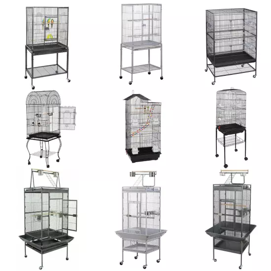 Multiple Sizes Rolling Bird Cage for Small Parrot Cockatiel Parakeet Cage Play