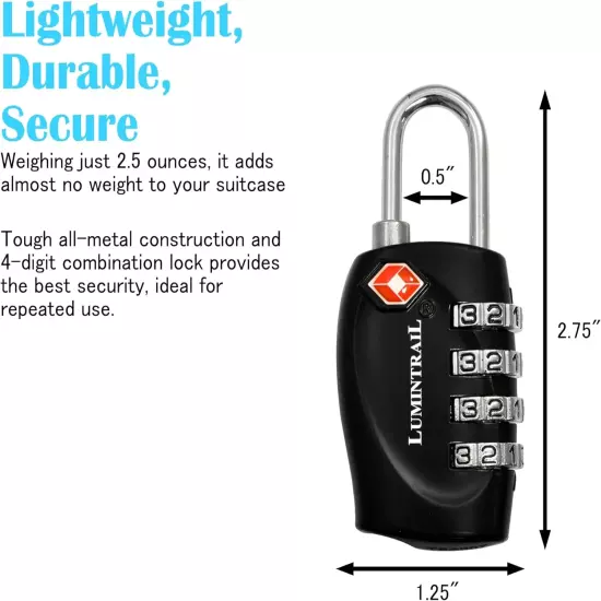 TSA Approved Locks, 4 Digit Combination Luggage Locks TSA Approved,