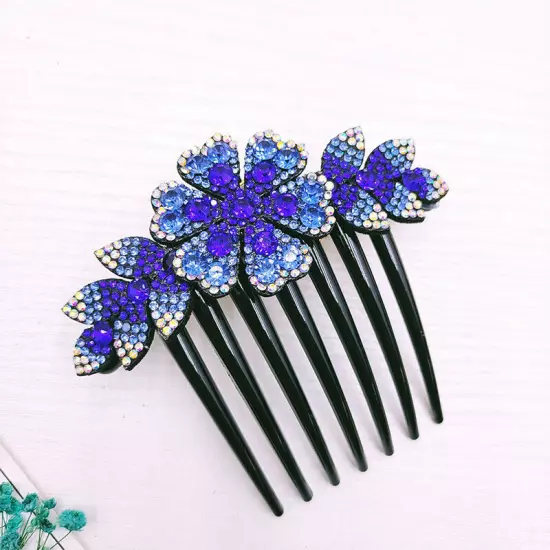 Crystal Flower Hair Comb Clip Shiny Rhinestones Hairpins Women Hair Accessories*