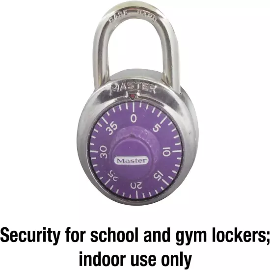 Purple Combination Locker Lock, 3-Digit Combo Padlock for Gym and School Lockers