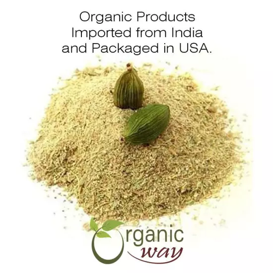 Organic Way Premium Quality Green Cardamom Elaichi Powder (Elettaria cardamomum)