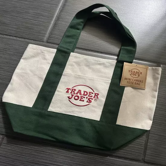 NEW Limited Edition Trader Joe's Mini Canvas Tote Bag - GREEN (FAST SHIPPING) ✅