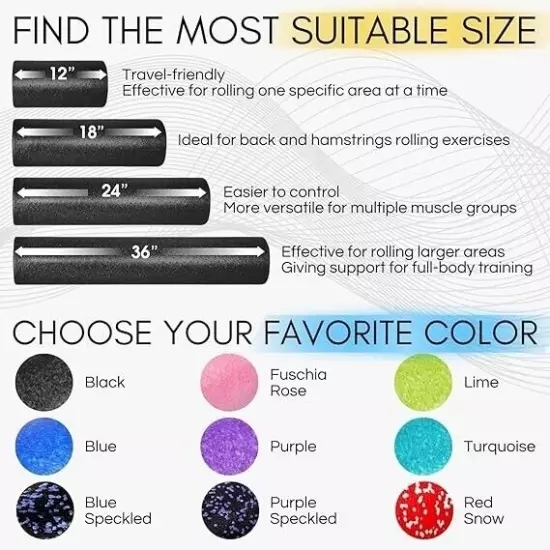 Yes4All High-Density Foam Roller EPP for Back Pain Relief, Yoga, Exercise 36INCH