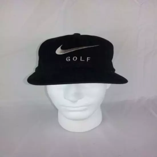 Nike GOLF Swoosh Hat Cap Black Cotton OSFA USA Adjustable