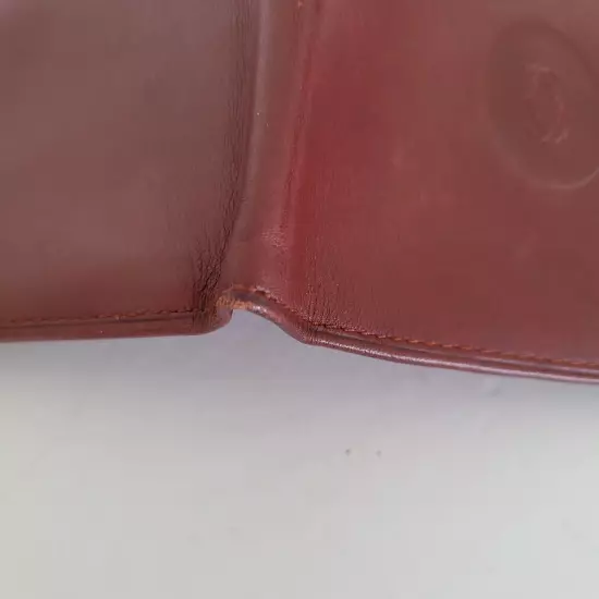 Cartier Vintage Bifold Leather Bordeaux Red Mens Wallet Medium Card Bill Classic