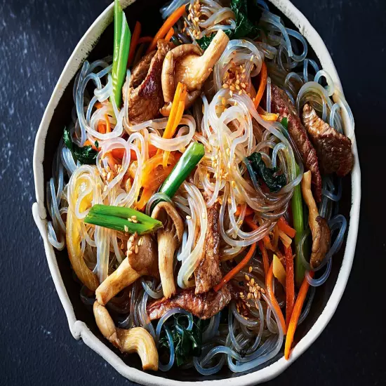 Sweet Potato Glass Noodles, Japchae, Korean Vermicelli Pasta, Fat-free and Gl...