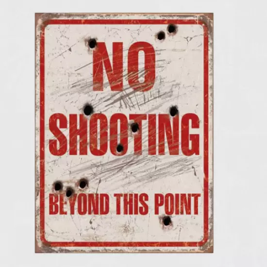 No Shooting metal tin sign W/ FREE PATCH man cave wall decor fence game room art