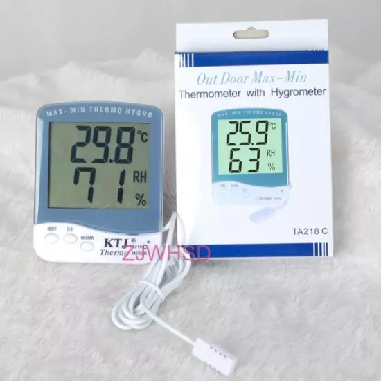 Digital Thermometer Hygrometer Humidity Monitor & Probe for Egg Incubator / Hive