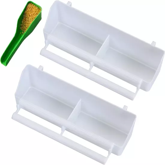 [2 Pack] Seneme Bird Water Dispenser for Cage, Food Feeder 2 Pack, White 