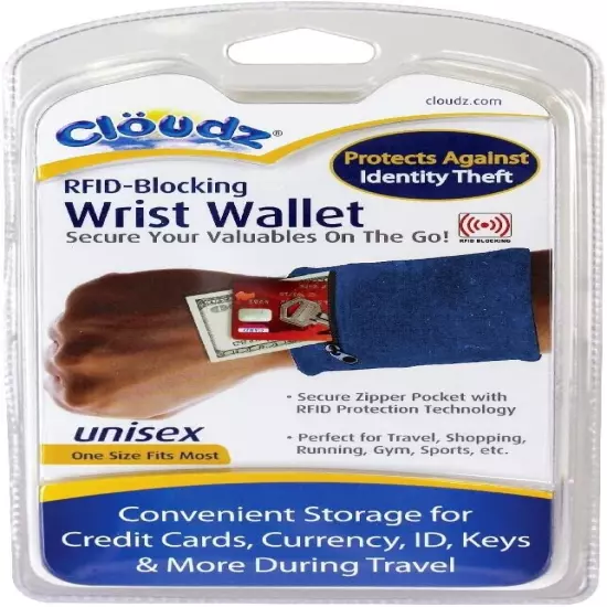 Clöudz RFID Protection Travel Wrist Wallet Blue