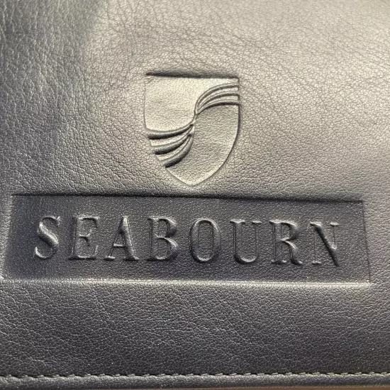 Seabourn Cruise Leather Travel Wallet Navy Passport Document Zipper Card Slot