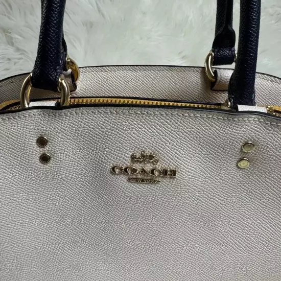 Coach Shoulder Bag Gray Yellow Blue Logo Leather