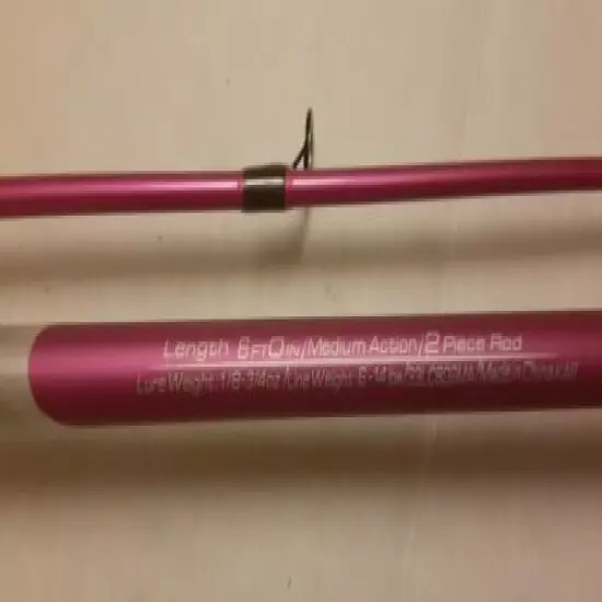 LOT 3 casting ZEBCO AUTHENTIC SERIES MEDIUM 6" foot 2-PIECE RODS Lady pink