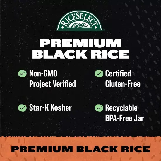 RiceSelect Premium Black Rice, Whole-Grain, Gluten-Free, Non-GMO, and Vegan Rice