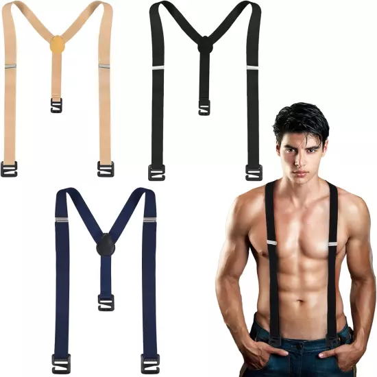 3 Pcs Hidden Suspenders for Men, Hiking Elastic Suspenders under Clothes Stays U