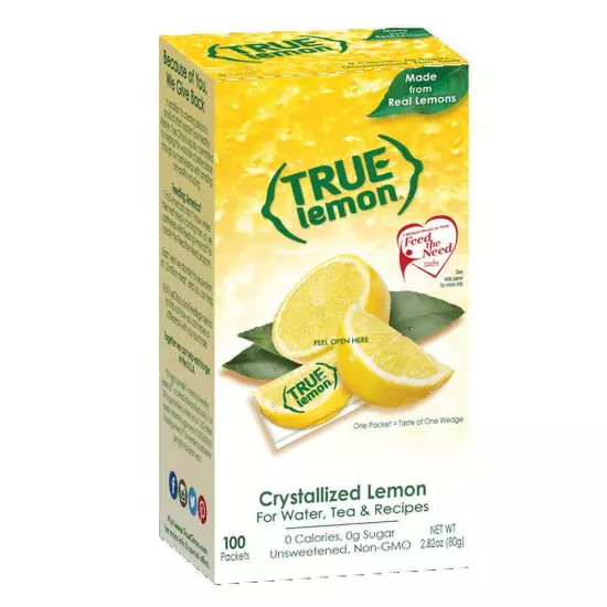 True Lemon sugar free drink mix 100 packets,caffeine free & on the go