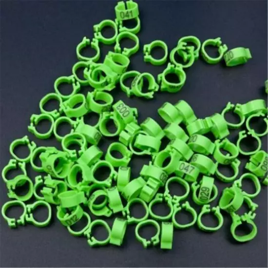 100PCS 8mm Bird Rings Leg Foot Bands For Pigeon Parrot Clip Rings Number 1-100