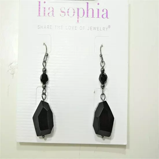 Gorgeous Lia Sophia "SWANK" Dangle Earrings, Glass Beads, NWT 