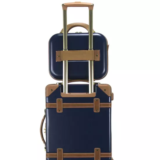 World Traveler Gatsby Luxury Trunk 2-Piece Spinner Carry-On Luggage Set - Navy