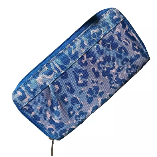 Travelon Blue, Cheetah Leopard Print, Zippered Wallet/ Wristlet, RFID Blocking