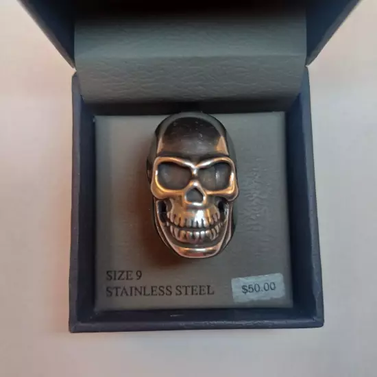 Gothic Skull Ring Biker Ring Stainless Steel Men's Size 9 New In Box