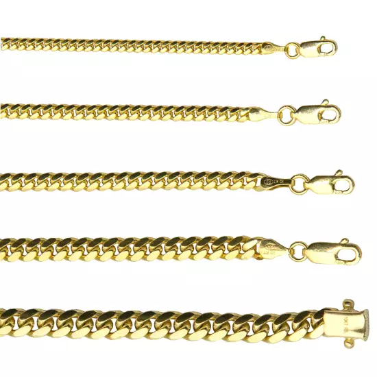 Solid 10K Yellow Gold Miami Cuban link Necklace Chain 2mm-6mm Sz 20"-30" 