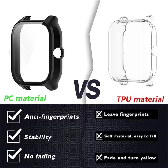 Compatible for Amazfit GTS 4 Case with Built-In Tempered Glass Screen Protector,