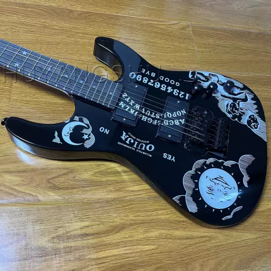 Solid Body Custom Black Ouija Electric Guitar with Moon