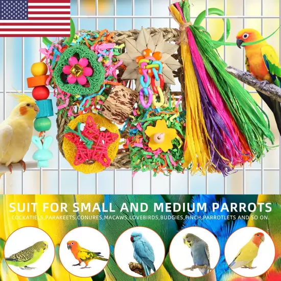 Bird Toys, Parakeet Toys Bird Foraging Toys Grass Mat Climbing Wall for Parakee